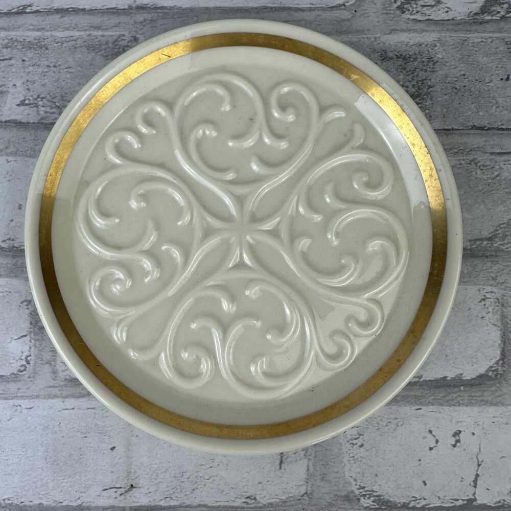 Lenox Seville 6.25" Wine Bottle Coaster Trivet Gold Trim USA